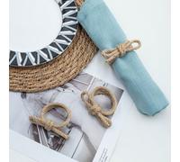 2/4/6/8/10/12 pièces Anneaux à serviette en corde de jute avec nœud, boucles à serviette en toile de jute naturelle rustique, anneaux en lin faits main style ferme pour mariage, fête, anniversaire, ta