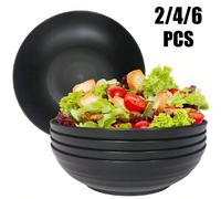 2/4/6 pièces Bols en plastique noir, pour les nouilles, le riz, la soupe, la salade et les céréales, convient pour la maison, le restaurant, le camping, le pique-nique, le thé, la cuisine, cadeau de N