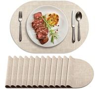 2/4/6 pièces Dessous de plat beiges lavables résistants à la chaleur, dessous de plat ovales lavables, antidérapants et imperméables pour une utilisation intérieure et extérieure 1 pièce - 10 cm,6 piè