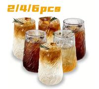2/4/6 pièces Tasses à café en verre borosilicaté de haute qualité 400ml, accessoires de bar à café, design en spirale, tasses à jus réutilisables, tasses à boissons, tasses à bière, tasses à lait, lav