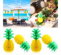 2/4 pièces ananas nid d'abeille tissu ananas papier centres de Table suspendus décoration de Table Tropical hawaïen Luau décor de fête de plage No7 4pcs