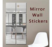 2/4 pièces Autocollants muraux miroir, miroir en pied pour la maison, miroir en pied pour la chambre, miroir souple auto-adhésif, matériau acrylique, durable et résistant aux éclats, décoration intéri