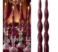 2/4 pièces Bougies torsadées spirales élégantes bordeaux de 25 cm de long, matériau de cire sans fumée, décoration de chambre esthétique française, centre de table de mariage romantique, Noël, Thanksg