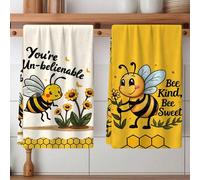 2/4 pièces Serviettes à motif d'abeille imprimées, super absorbantes en microfibre, serviettes modernes pour la cuisine, la cuisson, la vaisselle, le nettoyage, les serviettes de toilette, les torchon