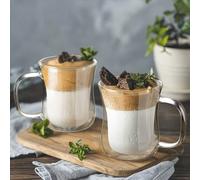 2-4 pièces/set Tasses en verre à double paroi avec anses, tasses à café en verre uniques convenant pour le latte, le macchiato, l'espresso, les sachets de thé, l'americano glacé et diverses boissons c