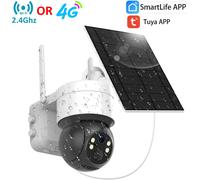 2.4Ghz WiFi/4G LTE carte Sim Tuya SmartLife 3MP suivi de mouvement extérieur couleur Vision nocturne Surveillance batterie caméra de vidéosurveillance solaire