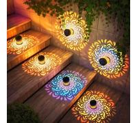 2/4pcs Lumières murales de projection de mandala solaire, Lumières LED de clôture en fer forgé pour l'extérieur, Éclairage automatique de l'aube au crépuscule étanche, Convient pour le jardin, la terr