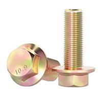 2/5/10 pièces M10 M12 M14 M16 Grade 10.9 couleur zingué filetage fin boulons à bride hexagonale vis tête complet/filetage partiel(25mm,M10X1.25-full -10pcs)