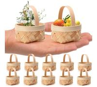 2/5/10 pièces Mini paniers style tressé en faux bois avec couvercle en treillis robuste et poignée, petites boîtes cadeaux rondes, paniers tressés portables, paniers de décoration cadeau DIY, boîtes à