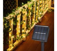 2/5/10m Guirlandes solaires de lierre, 100 LED Lumières de vigne artificielle, Lumières de décoration de feuilles de plante verte, Lumières décoratives de vigne et LED pour chambre à coucher, Lierre a