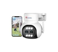 Ctronics 4MP Caméra Surveillance WiFi 2.4/5GHz, Double Objectif, Zoom Hybride 6X, Détection Humaine et suivi auto, Nocturne Couleur