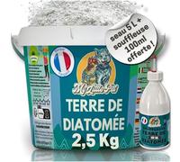 [2.5Kg Seau + Souffleuse 100ml] 100% Terre de Diatomée Alimentaire Blanche | Terre de Diatomée Punaise de Lit | Poudre de Diatomée Cafard | Terre de Diatomée (Seau 2.5Kg (5L) + Souffleuse 100ml)