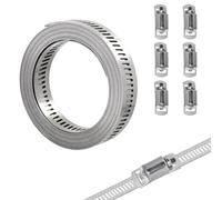 2,5M Colliers de serrage pour tuyau en acier inoxydable 304 réglables, Colliers de serrage ajustables avec vis 6 pièces pour tuyau d’eau/réservoir/tuyau de gaz/radiateur/tuyauterie automobile