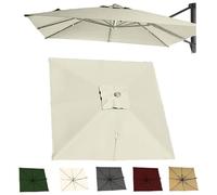2.5x2.5M 3x3.0M Auvent De Remplacement Pour Parasol Déporté Carré Couverture Supérieure De Parasol Extérieur, Housse De Rechange 8 Baleines Protection UV(Beige,3x3.0m/9.8x9.8ft)