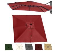 2.5x2.5M 3x3.0M Auvent De Remplacement Pour Parasol Déporté Carré Couverture Supérieure De Parasol Extérieur, Housse De Rechange 8 Baleines Protection UV(Red,2.5x2.5m/8x8ft)