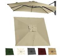 2.5x2.5M 3x3.0M Auvent De Remplacement Pour Parasol Déporté Carré Couverture Supérieure De Parasol Extérieur, Housse De Rechange 8 Baleines Protection UV(Khaki,3x3.0m/9.8x9.8ft)