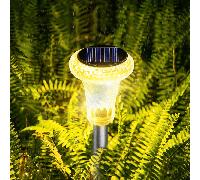 2/6/12 pièces Lumières de jardin solaires extérieures - Lumières de paysage à LED en acier inoxydable, avec support en cristal, disponibles en blanc, blanc chaud et lumières de couleur, éclairage chau