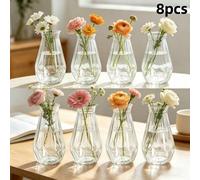 2/8/10 pièces Vases à fleurs transparents modernes petits, vases cylindriques en plastique durable et résistant aux éclats, côtés lisses et transparents, design minimaliste élégant, convient pour mari