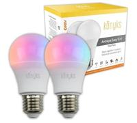2 Ampoules LED - KONYKS - Antalya Easy E27 Dual Pack - Wifi + Bt - 11 W - Couleurs + Blanc - Compatible Alexa / Google Home