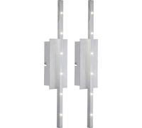 2 appliques murales LED argentées, spots muraux, lampes de chambre, métal, H 40,5 cm
