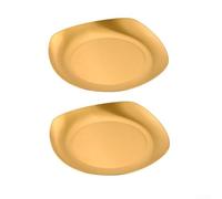 2 Assiettes Carrées 304 Dorées 9.5cm 2 Assiettes Carrées 304(Gold) | Acier inoxydable 304, finition or élégante, résistant à la rouille, , usage quotidien