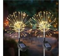 Lot de 2 balises solaires décoratives à planter LED 2x FIREWORKS SPIKE H97cm
