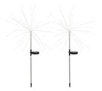 Lot de 2 balises solaires décoratives à planter LED 2x FIREWORKS SPIKE H97cm