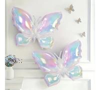 2 ballons en aluminium transparents dégradés en forme de papillon, décoration de fête d'anniversaire, ambiance de festival, accessoires photo 2pcs
