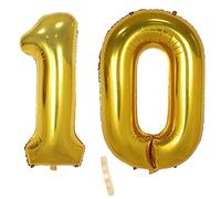 2 Ballons Numéro 10, Ballon 10 Ans Anniversaire Or XXXL 100cm Gold Géant Ballon Figurines Gonflable Hélium Feuille Chiffres Deco Pour Enfants Fille Garcon La Décoration De Fête Mariage D'anniversaire