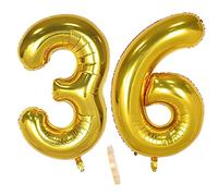 2 Ballons Numéro 36, Ballon 36 Ans Anniversaire Or XXXL 100cm Gold Géant Ballon Figurines Gonflable Hélium Feuille Chiffres Deco Pour Femme Homme La Décoration De Fête Mariage D'anniversaire