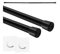 2 barre de douche sans foret porte tringle à rideau en acier inoxydable tringle à rideau rétractable, 71-115cm multifonction tringle à manteau tringle à nid de chat (Noir)