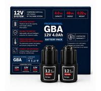 2 batteries 12V 4.0Ah au lithium-ion, compatibles avec le système Bosch Professional GBA 12V – Lot de 2 batteries de remplacement