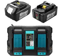 2 batteries 18V 5,0Ah + chargeur double pour Makita DUC353Z, BL1850