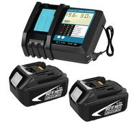 2 batteries 18V 5,5Ah + chargeur 3A, avec indicateur LED, compatible avec Makita