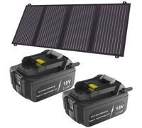2 batteries avec connecteur USB-C PD, fonction de charge, compatibles avec les outils Makita 18V 6Ah (BL1840, BL1850, BL1860, BL1815, BL1820, BL1830, BL1835, BL1845, LXT400), avec panneaux solaires de