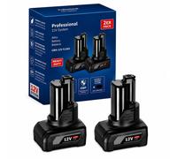 2 batteries de rechange 12V 6,0Ah Li-Ion, compatibles avec le système de batteries Bosch Professional GBA 12V – Lot de deux batteries pour outils, avec indicateur LED