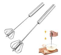2 Batteurs à Œufs, Fouet Multifonctionnel Semi-Automatique à Main En Acier Inoxydable, Batteur à Lait, Batteur Rotatif Pour Ustensiles De Cuisine (12 Pouces + 10 Pouces)