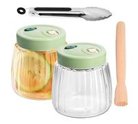 2 Bocaux en Verre 1L avec Double Valve pour Fermentation, Bocal Hermétique avec Couvercle, Fermenteur Polyvalent, Récipients de Kimchi, avec Pince et Pilon de Fermentation,Récipients de Fermentation