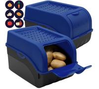 2 Boîtes de conservation alimentaire Bleu foncé + 6 Stickers ARTECSIS / pour env. 4kg de Pommes de terre / Légumes Oignons