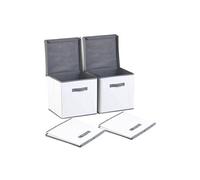 2 boîtes de rangement pliables avec couvercle - Blanc