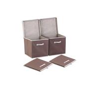 2 boîtes de rangement pliables avec couvercle - Brun