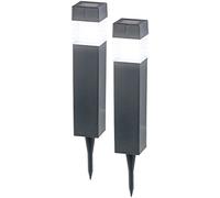 2 bornes lumineuses solaires à LED avec capteur de luminosité - Carrées [Lunartec]
