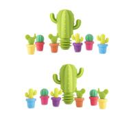 2 Bouchon de Vin de Cactus Ensembles en Silicone | Joint Étanche, Passe au Lave-vaisselle, Facile à Nettoyer, Marqueur de Boisson pour Bar et Bouteille Couleur Aléatoire