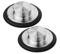 2 bouchons de vidange pour évier de cuisine - Bouchon en acier inoxydable - Taille universelle de 8,5 cm (3,34 pouces) - Convient