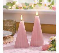 2 Bougies LED TruGlow® Rose Rainurées en Forme de Cône avec Télécommande