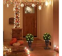 2 Boule De Buis Artificiel 30 cm Exterieur Intérieure 38 Led Blanc Chaud