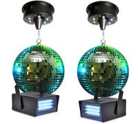 2 Boules à facettes 30cm + moteurs 18 LED + 2 Mini strobe Lytor
