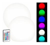 Lunartec 2 boules lumineuses à LED solaires télécommandées RVBB, 60 lm, IP67, Ø 20 cm