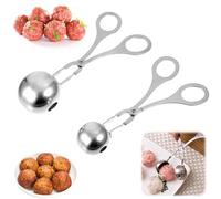 2 Boulettes de Viande Antiadhésives Cuillères à Boulettes Antiadhésives Cuisine Cuillère à Pâte à Biscuits Cuillère à Glace Avec Trou Pince à Bouler à Viande en Acier Inoxydable Moule Cuisine Outil