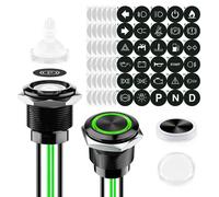 2 boutons LED de 22 mm, bouton-poussoir métallique, pré-câblé, 20 A